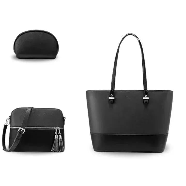 Stylish Women's PU Leather Hand Bag Set - 3 Pcs