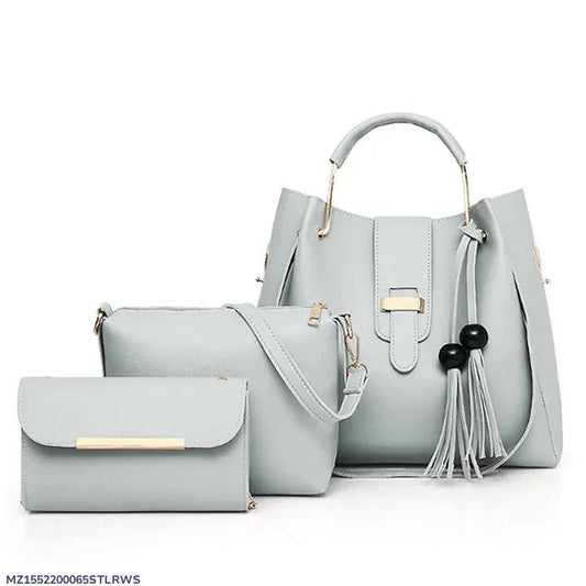 Women's PU Leather Plain Hand Bag Set