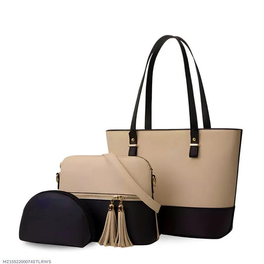 Stylish Women's PU Leather Hand Bag Set - 3 Pcs